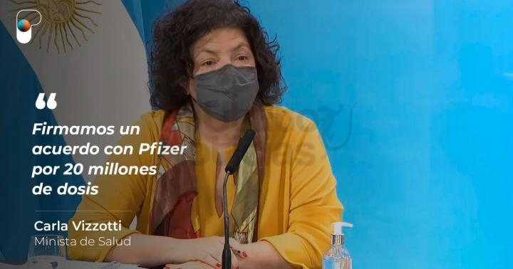 Vizzotti anunció un acuerdo con Pfizer para la provisión de 20 millones de vacunas