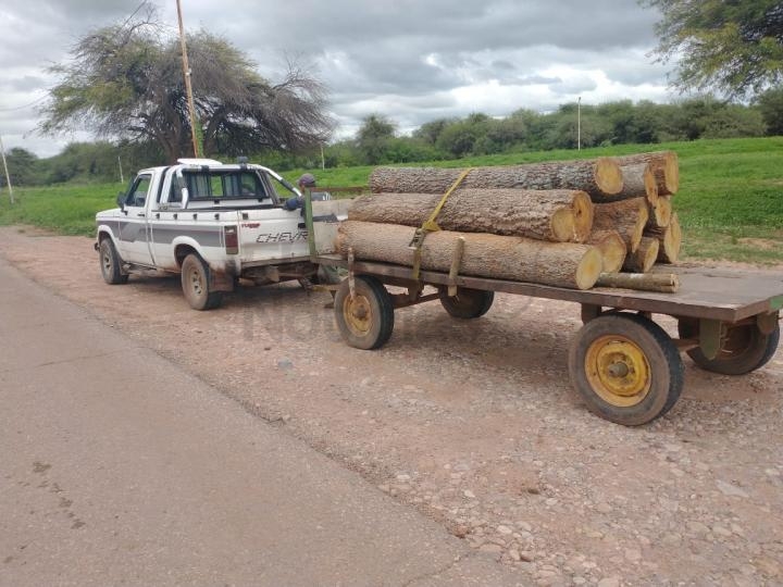 La Policía infraccionó a un conductor que transportaba postes de quebrachos