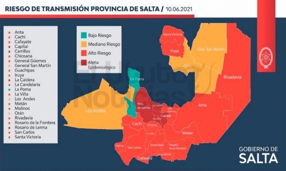 En Salta son 15 los departamentos con alto riesgo sanitario y 4 en alerta epidemiológica.